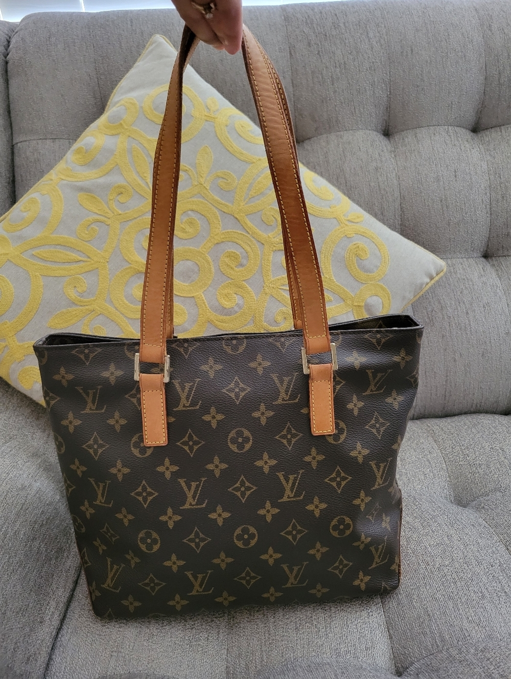 Louis Vuitton Monogram Canvas Brown Tote Bag with Tan Leather Handles - Picture 2 of 15